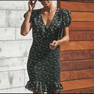 Vici Storia Tea Time Green Smocked Dress